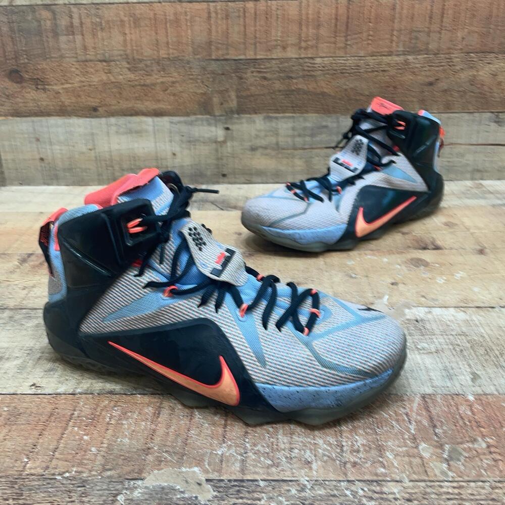 Nike LeBron 12 Shoes Mens Size 12 46 Gray Teal High Top Basketball Sneaker